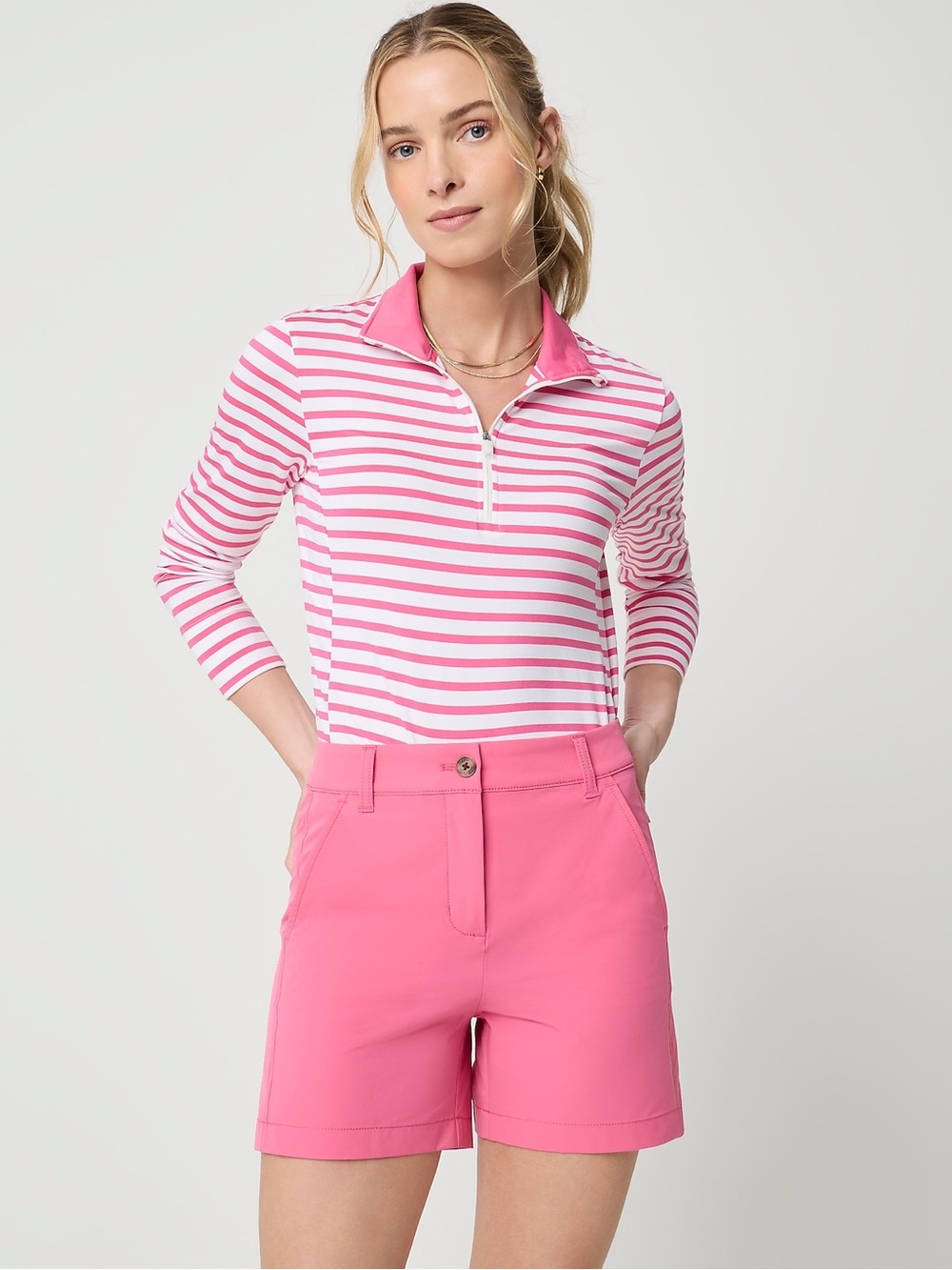 J Crew Women’s 5" tech short, Performance Short, Pink, Pockets, Stretch,  Sz 16